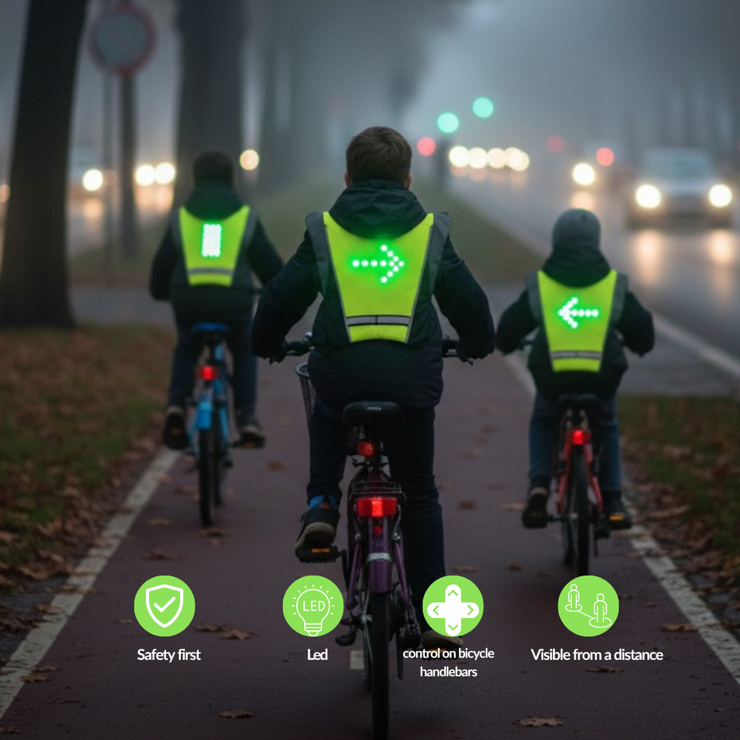 veiligheidsvest voor kinderen met de fiets gaan naar school zodat ze goed zichtbaar zijn