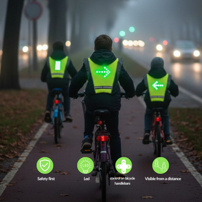 veiligheidsvest voor kinderen met de fiets gaan naar school zodat ze goed zichtbaar zijn